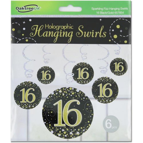 Hanging Swirl Sparkling Fizz Black and Gold