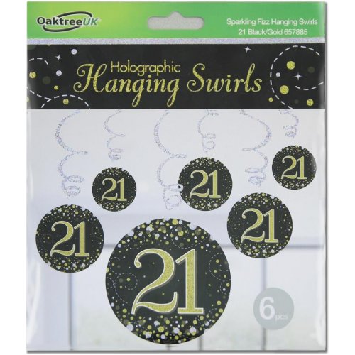 Hanging Swirl Sparkling Fizz Black and Gold