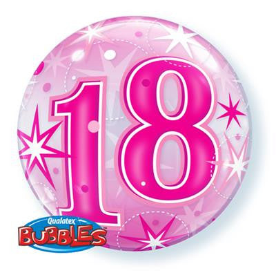 18 Pink Starburst Sparkle Bubble Balloon 22"/55cm