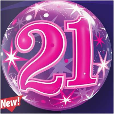 21 Pink Starburst Sparkle Bubble Balloon 55cm