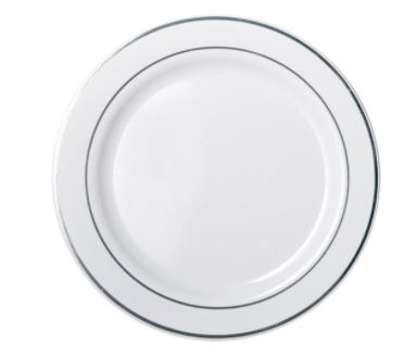 Deluxe Dinner Plate With Silver Rim