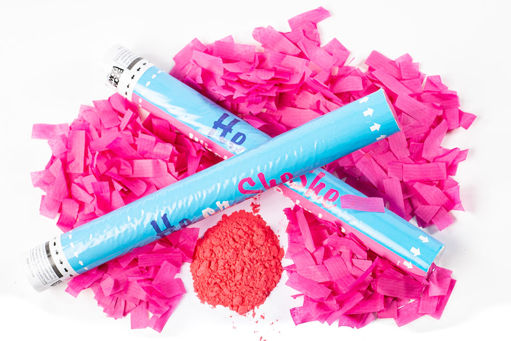 Pink (concealed colour) Confetti & Smoke Holi Powder cannon launcher/popper -Gender Reveal