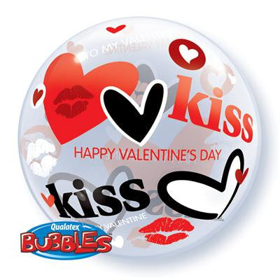 Bubble Balloon Valentine's Day Kisses And Hearts