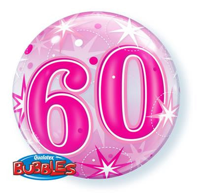 60th Pink Starburst Sparkle Bubble 22''/56cm