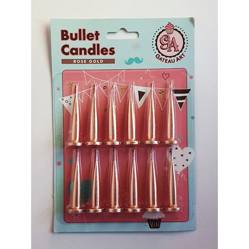Rose Gold Plain Bullet Candles Pack of 12