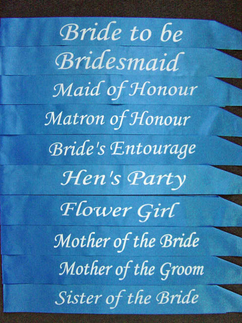 Bridesmaid Sash - Assorted Colour