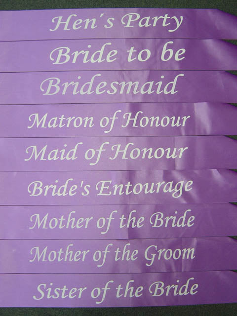 Bridesmaid Sash - Assorted Colour
