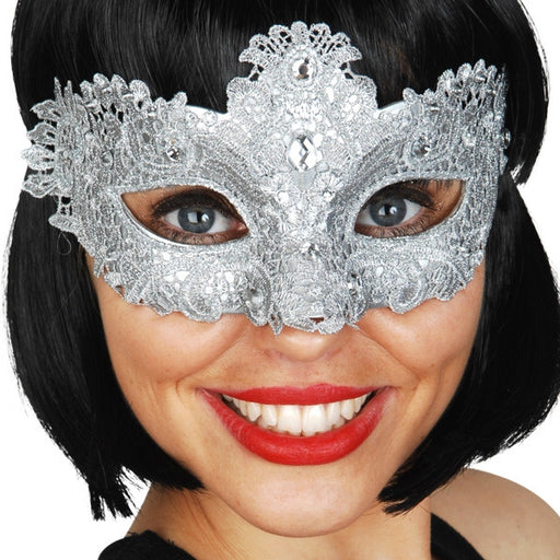 Crystal Lace Silver Eye Mask
