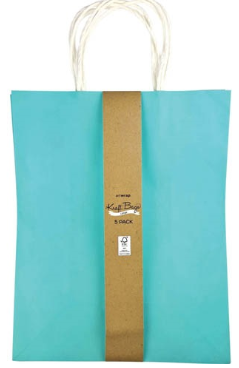 Small Light Blue Kraft Gift Bag 5pk