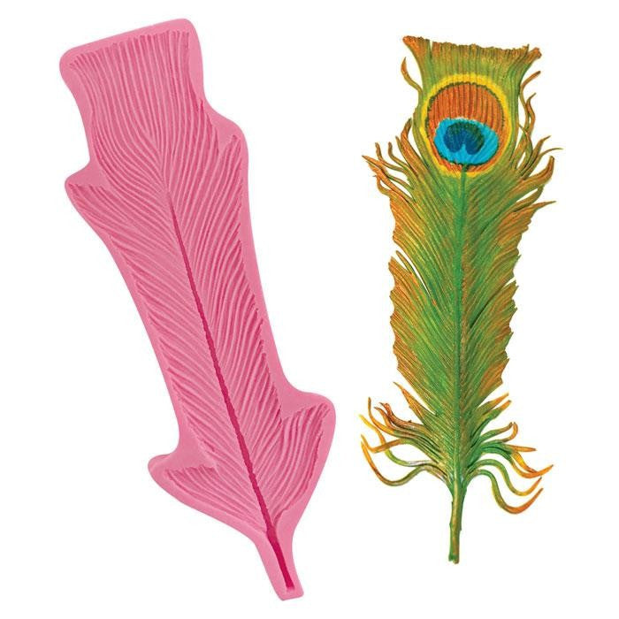 Large Peacock Feather Silicone Mould - 27cm X 9cm