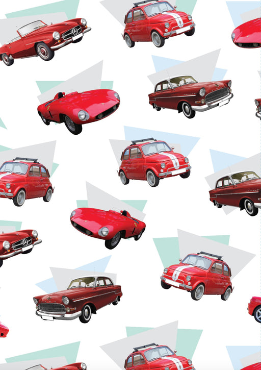 Folded Gift Wrap Red Cars