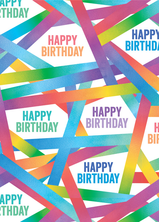 Folded Gift Wrap Rainbow Happy Birthday Stripes