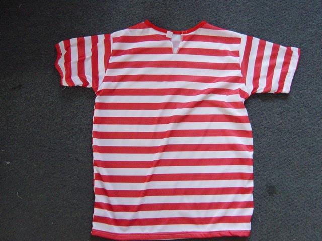Wally T-Shirt Red White Stripe Small Adult