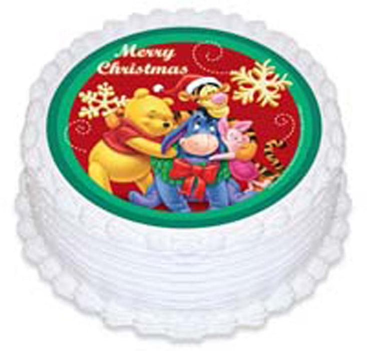 Winnie The Pooh - Christmas Wishes Round Edible Icing Image - 6.3 Inch / 16cm