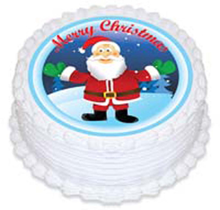 Jolly Santa Christmas Round Edible Icing Image - 6.3 Inch / 16cm