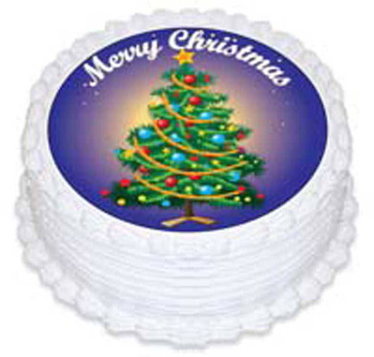 Christmas Tree Round Edible Icing Image - 6.3 Inch / 16cm