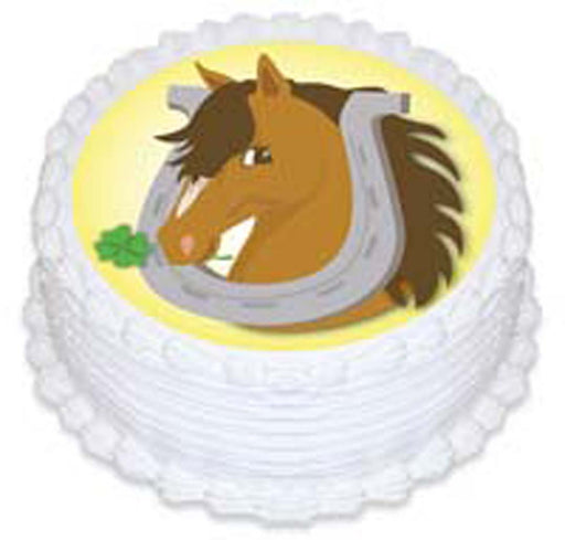 Horse & Clover Round Edible Icing Image - 6.3 Inch / 16cm