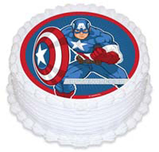 Captain America Round Edible Icing Image - 6.3 Inch / 16cm