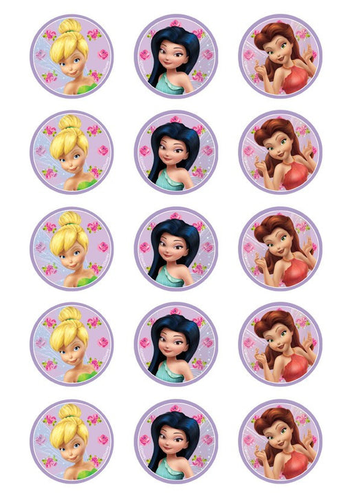 Disney Fairies - 2 Inch/5cm Cupcake Image Sheet - 15 Per Sheet