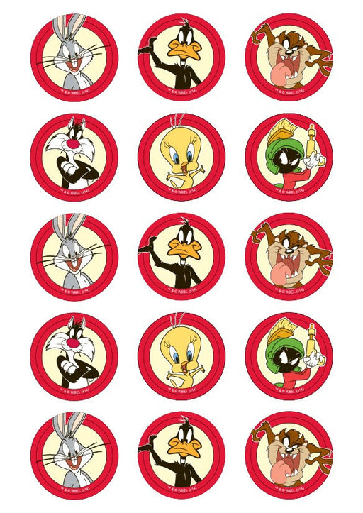 Looney Tunes - 2 Inch/5cm Cupcake Image Sheet - 15 Per Sheet