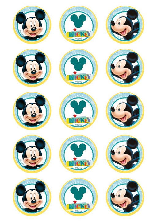 Mickey Mouse - 2 Inch/5cm Cupcake Image Sheet - 15 Per Sheet