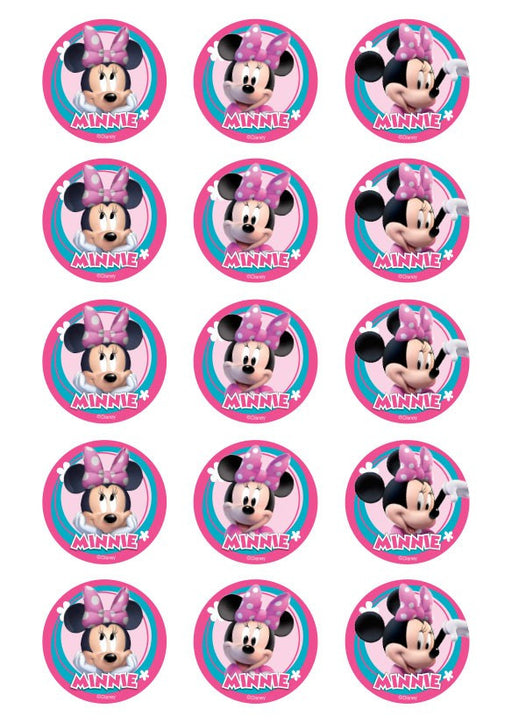 Minnie Mouse - 2 Inch/5cm Cupcake Image Sheet - 15 Per Sheet