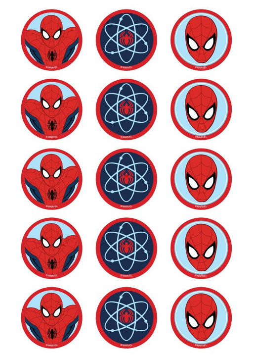 Spiderman - 2 Inch/5cm Cupcake Image Sheet - 15 Per Sheet