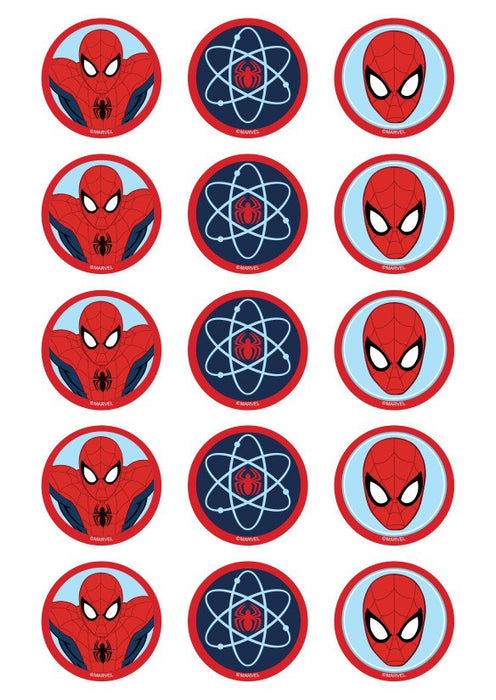 Spiderman - 2 Inch/5cm Cupcake Image Sheet - 15 Per Sheet