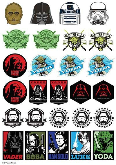 Star Wars - Darth Vader, Yoda Etc Icons Sheet A4 Edible Image