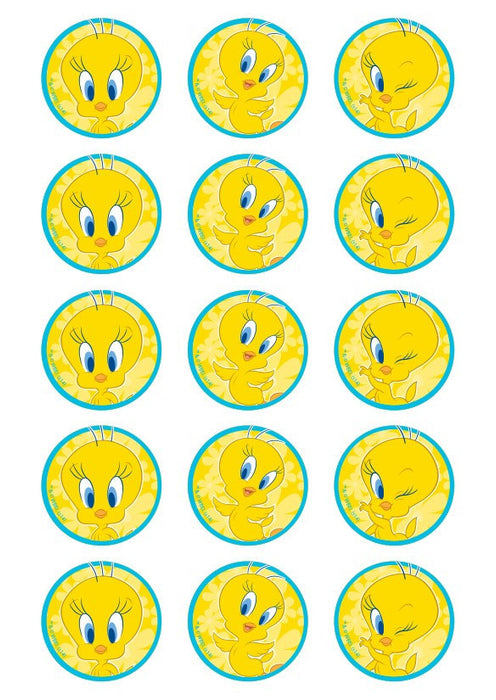 Tweety - 2 Inch/5cm Cupcake Image Sheet - 15 Per Sheet