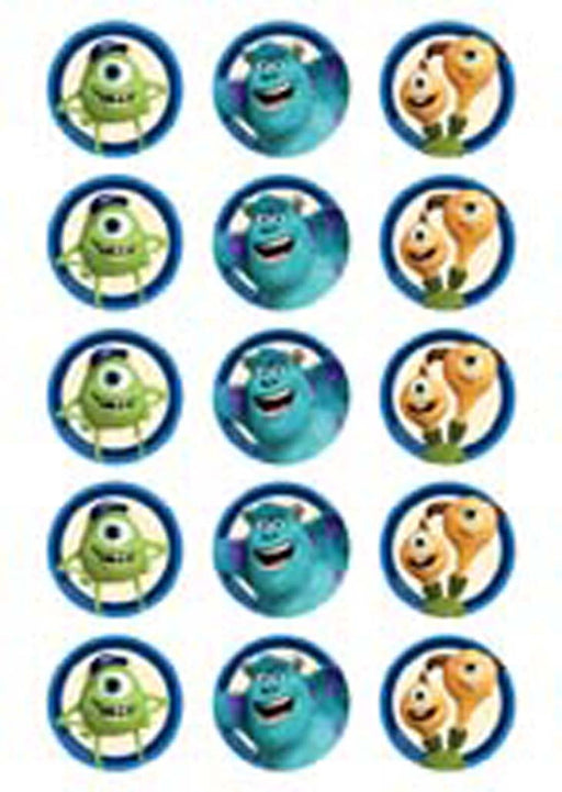 Monsters Uni 2 Inch/5cm Cupcake Image Sheet - 15 Per Sheet