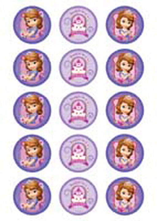 Disney Sofia The First - Princess Sofia 2 Inch/5cm Cupcake Image Sheet - 15 Per Sheet