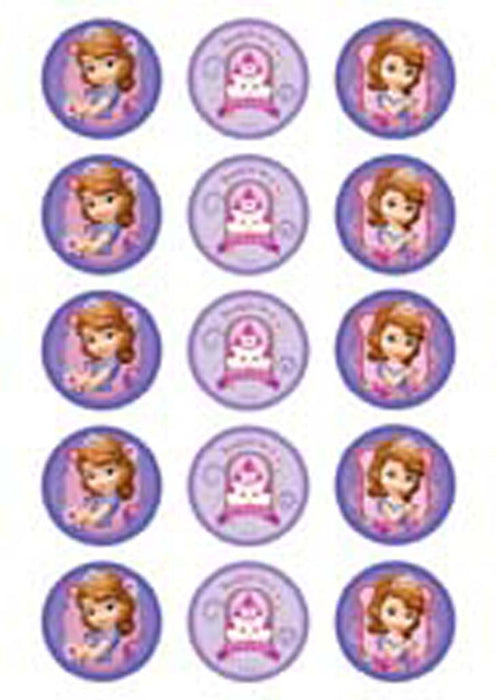 Disney Sofia The First - Princess Sofia 2 Inch/5cm Cupcake Image Sheet - 15 Per Sheet