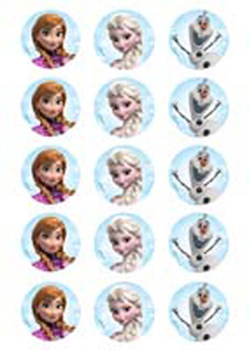 Disney Frozen - 2 Inch/5cm Cupcake Image Sheet - 15 Per Sheet