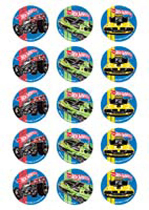 Hot Wheels - 2 Inch/5cm Cupcake Image Sheet - 15 Per Sheet