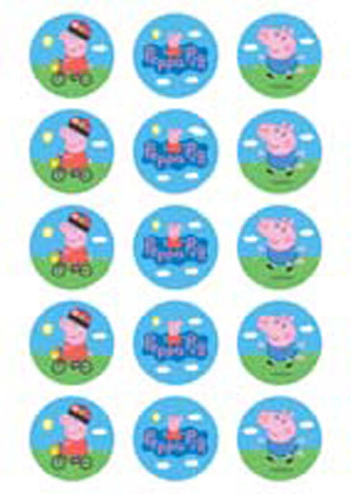 Peppa Pig - 2 Inch/5cm Cupcake Image Sheet - 15 Per Sheet