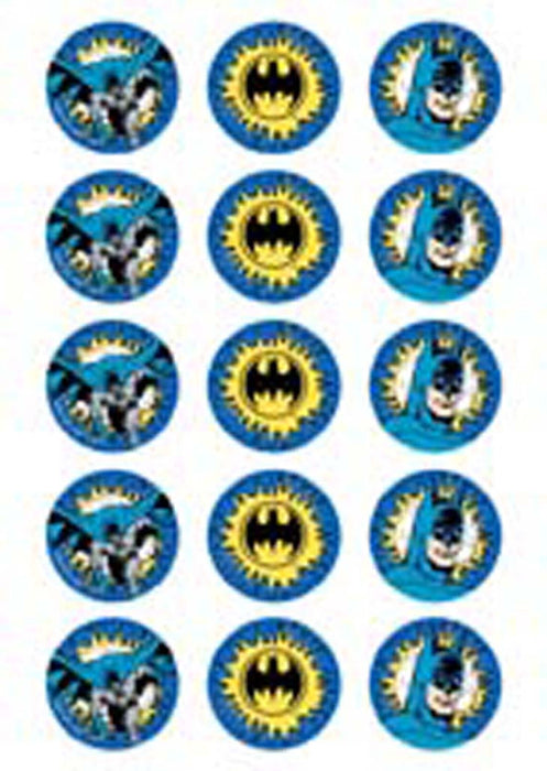 Batman - 2 Inch/5cm Cupcake Image Sheet - 15 Per Sheet