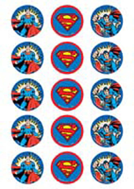 Superman - 2 Inch/5cm Cupcake Image Sheet - 15 Per Sheet
