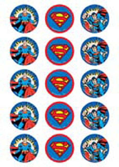 Superman - 2 Inch/5cm Cupcake Image Sheet - 15 Per Sheet