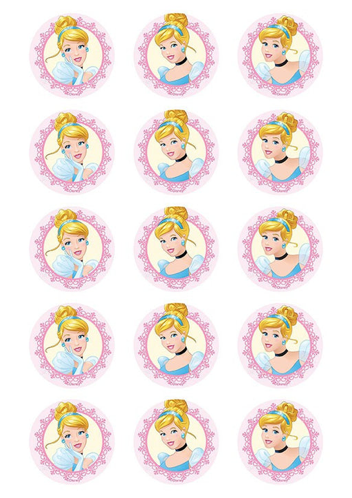 Disney Princess - Cinderella 2 Inch/5cm Cupcake Image Sheet - 15 Per Sheet