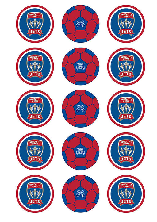 A-League Newcastle Jets Fc 2 Inch/5cm Cupcake Image Sheet - 15 Per Sheet