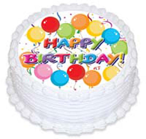 Happy Birthday Balloons Round Edible Icing Image - 6.3 Inch / 16cm