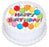 Happy Birthday Balloons Round Edible Icing Image - 6.3 Inch / 16cm