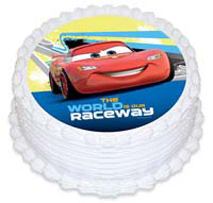 Disney Cars - Lightning Mcqueen Round Edible Icing Image - 6.3 Inch / 16cm