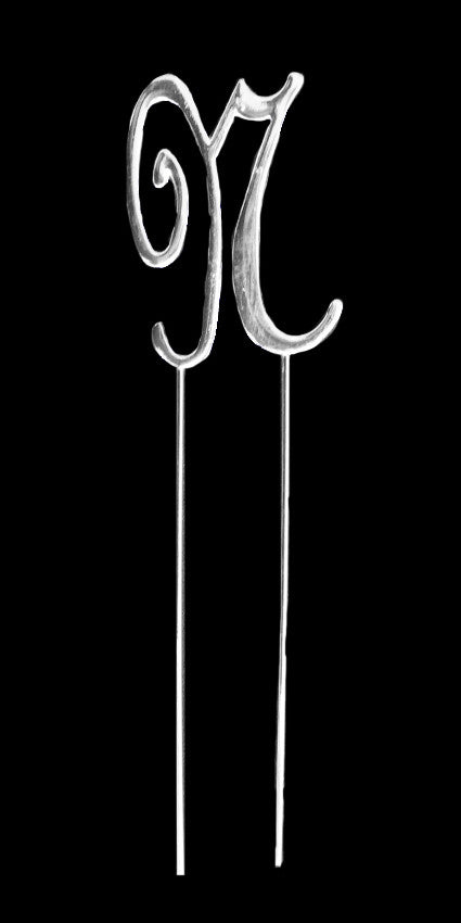 7cm Letter N - Plain Silver Topper