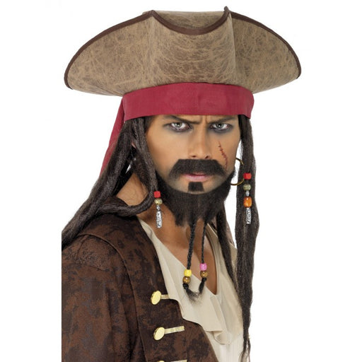 Brown Pirate Hat With Dreadlocks