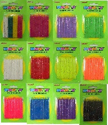 12 Glitter Candles - Assorted Colours