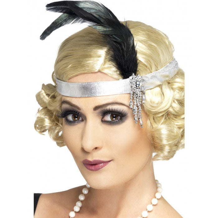 Silver Satin Charleston Headband