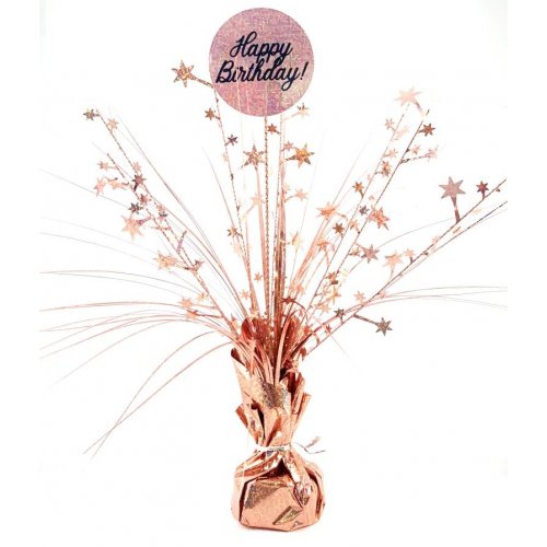 "Happy Birthday" Holographic Centrepiece Available in Rose Gold, Gold and Silver