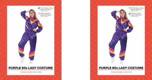 Adult Female 80's Track Suit Costume- Purple